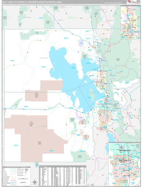 Salt Lake City, UT Metro Area Wall Map